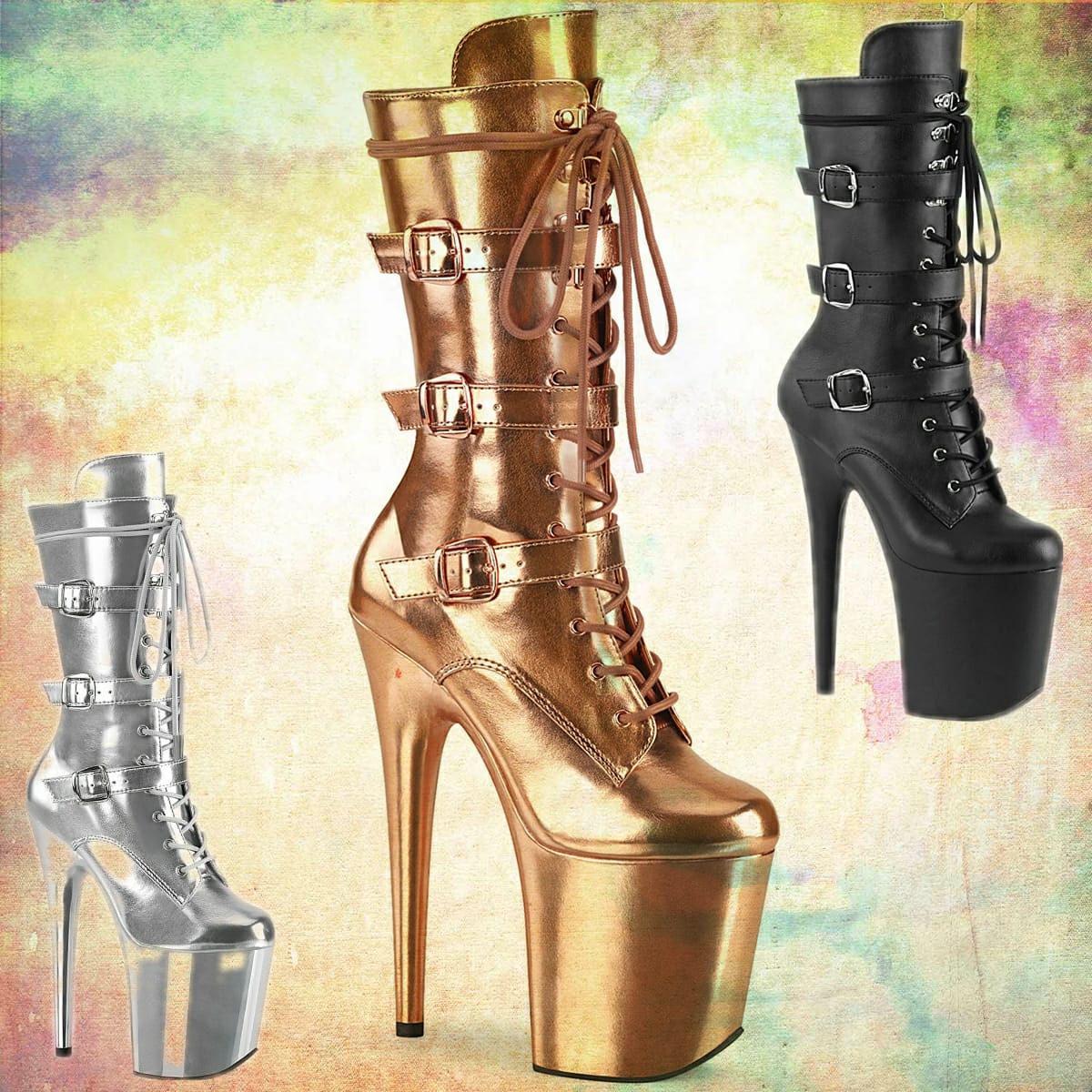 Pleaser Electra-2020 Stivali Donna - Alti Al Ginocchio, Tacco 12.5 Cm, Chiusura Lampo