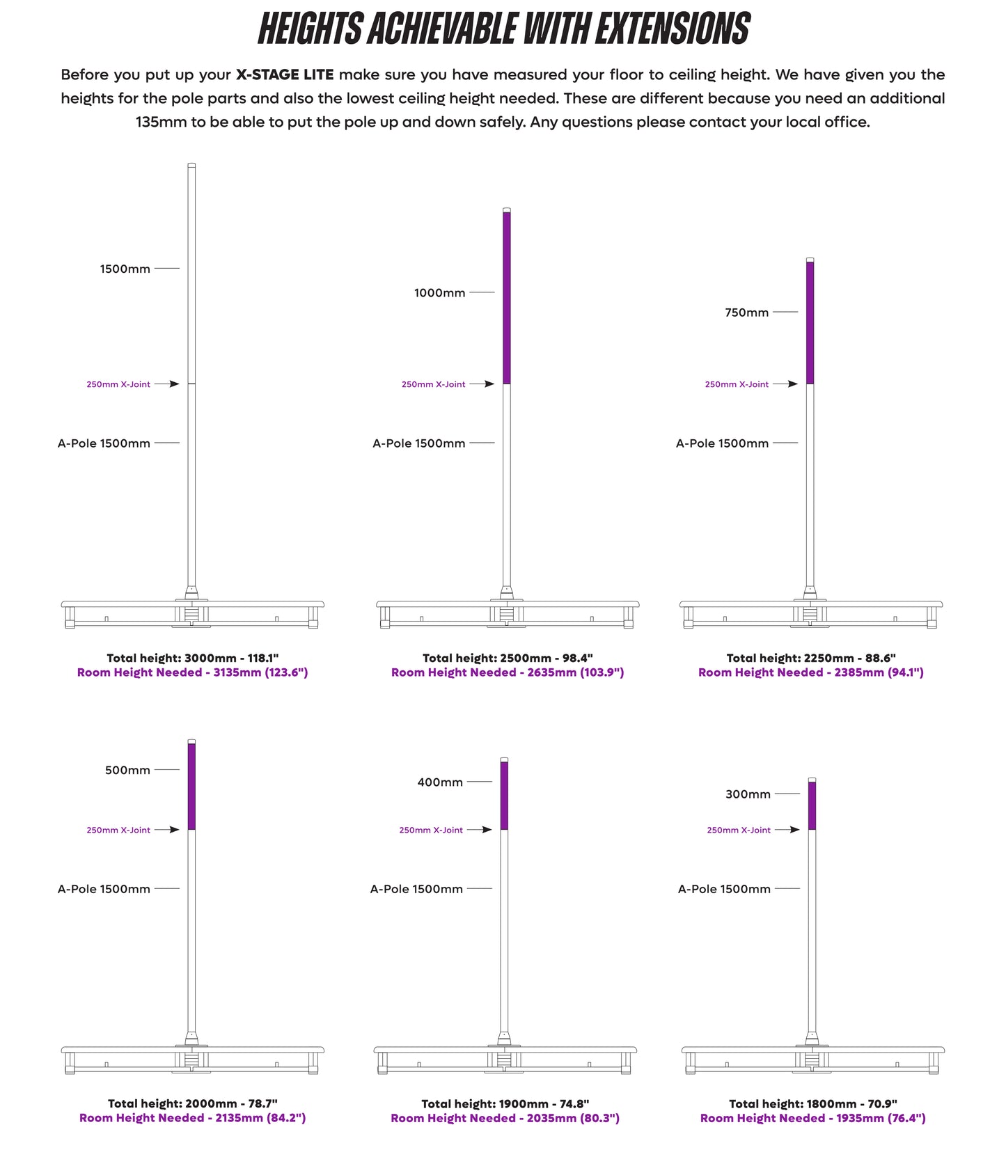 X-POLE Pole Dance Pole Extension – Different Sizes, Finishes and Diameters