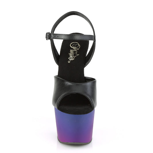 Black Faux Leather/Blue-Purple Ombre