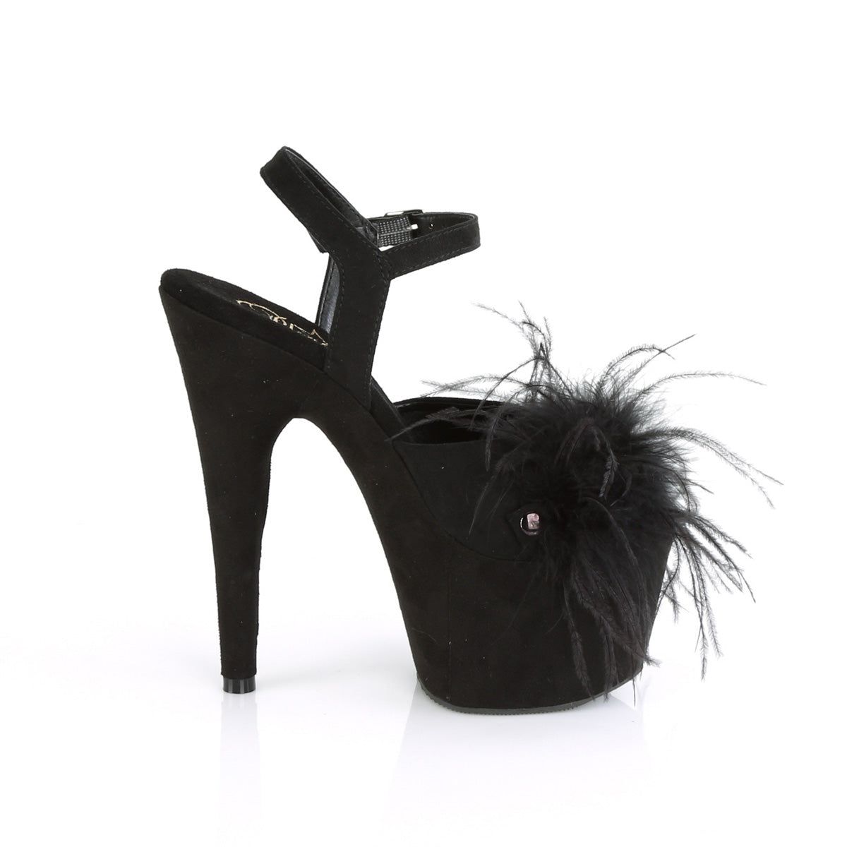 Black Faux Suede-Feather/Black Faux Suede