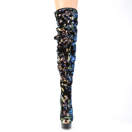 Blue Iridescent Sequins/Black