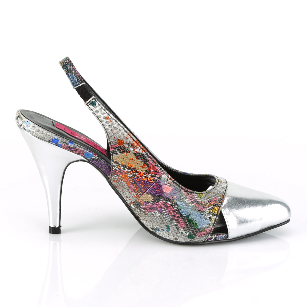 Multi-Color Snake Print-Silver Metallic Pu