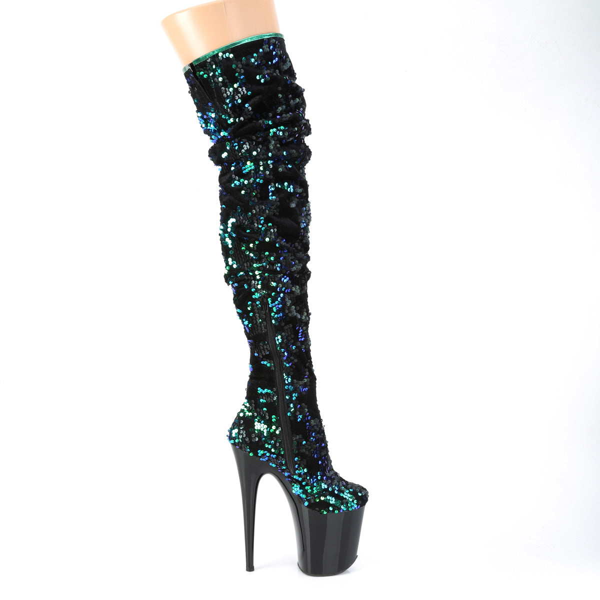 Green Iridescent Sequins/Black