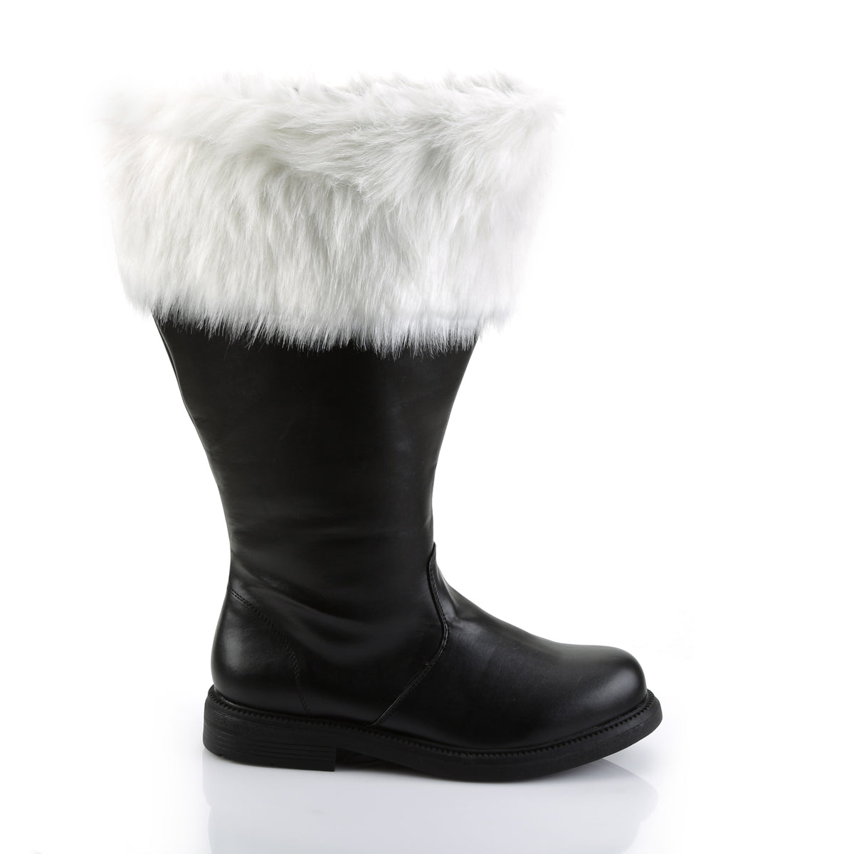 Black Pu-White Faux Fur