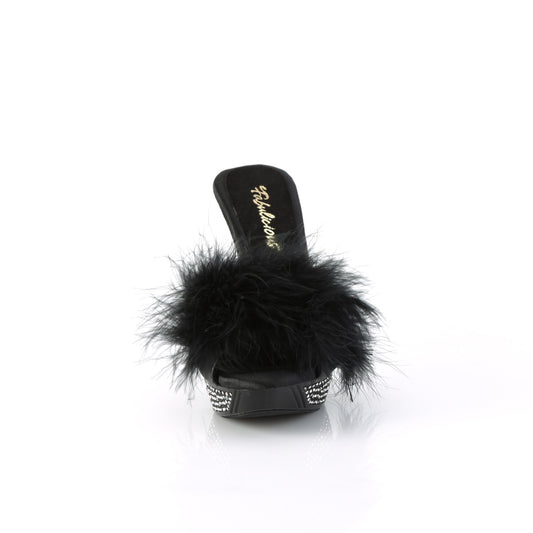 Black Marabou-Faux Leather/Black