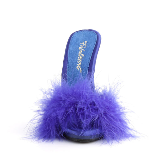 Blue Satin-Marabou Fur/Blue