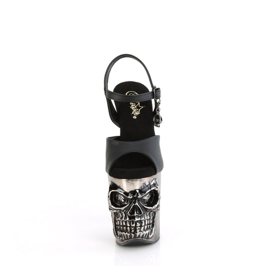Black Faux Leather/Satin Pewter Chrome
