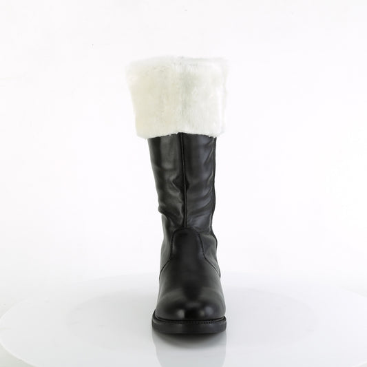 Black Pu-White Faux Fur