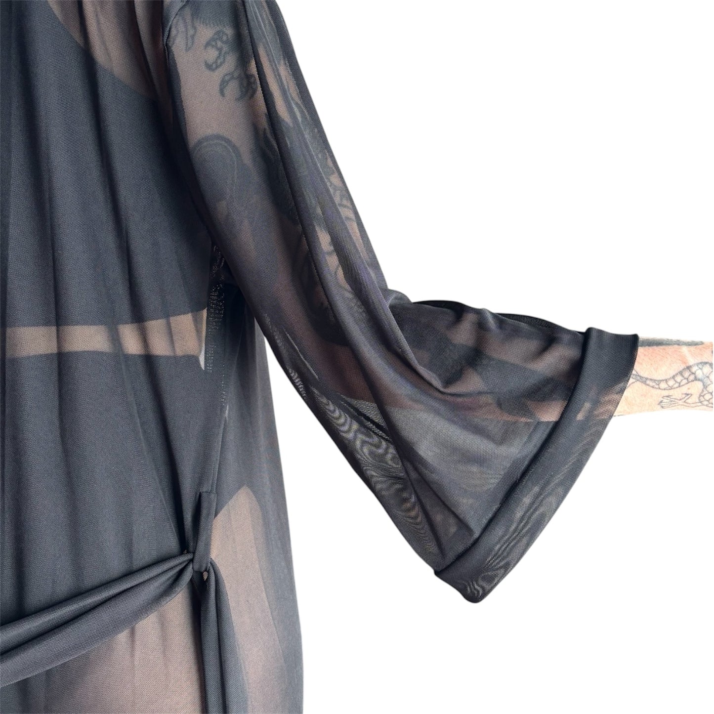 Kimono largo transparente con estampado animal para competiciones