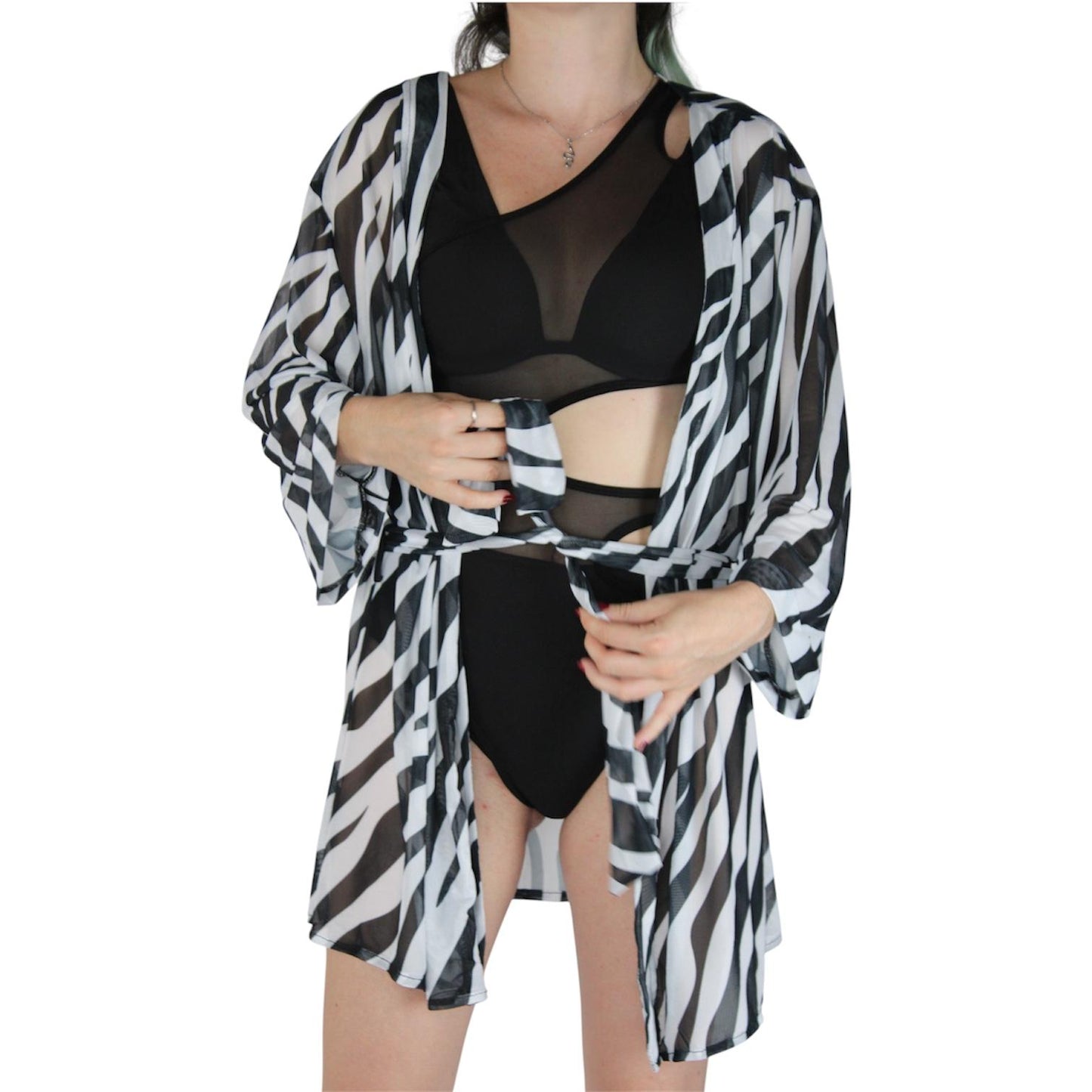 Kimono transparente con estampado animal para competiciones