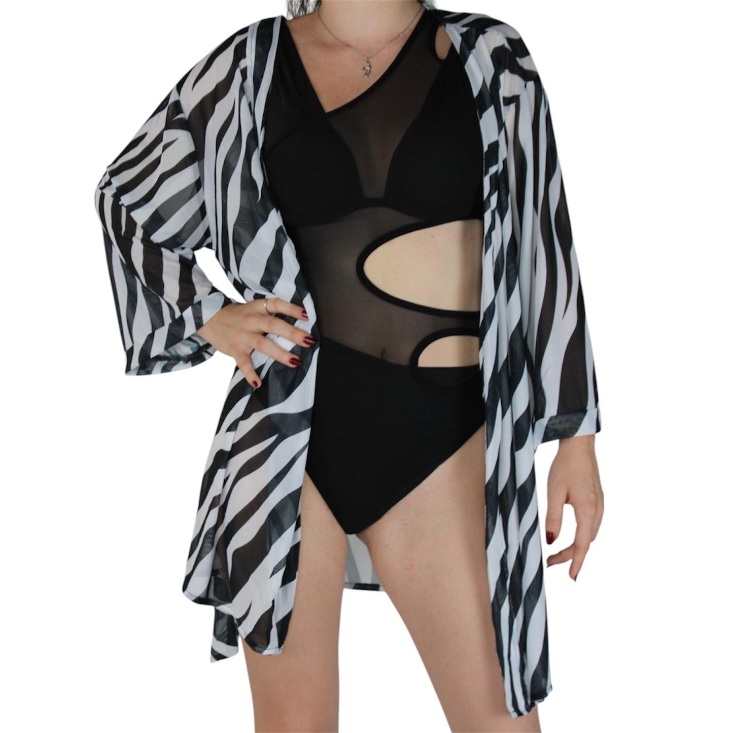 Kimono transparente con estampado animal para competiciones