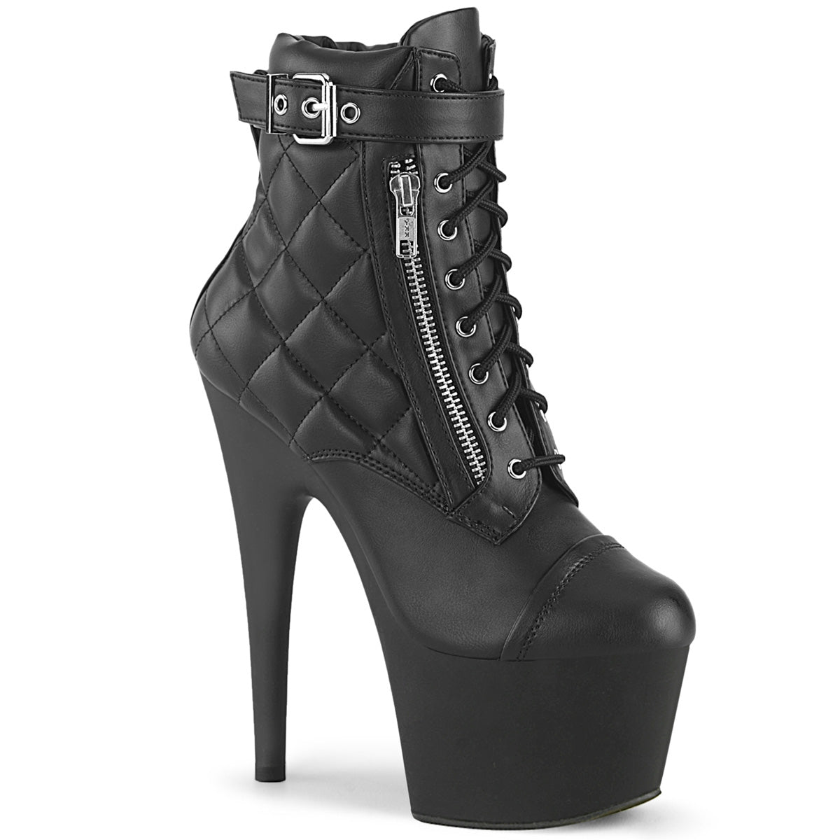 Black Faux Leather/Black Matte