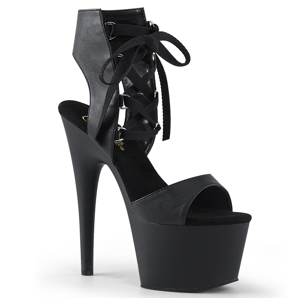 Black Faux Leather/Black Matte