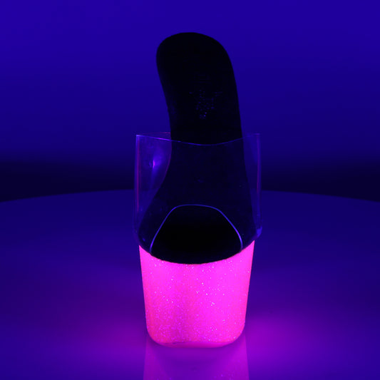 Clear/Neon Hard Pink Glitter