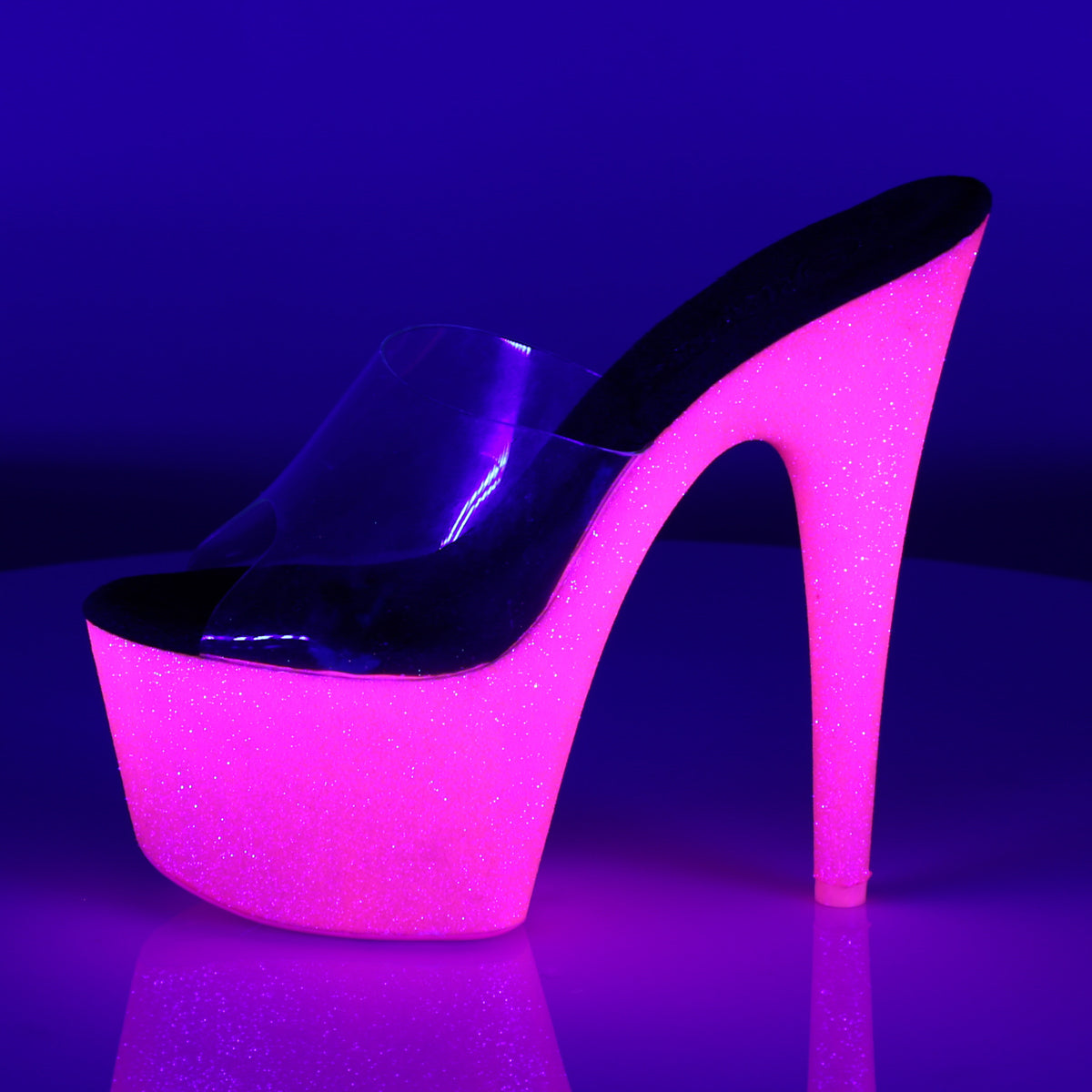 Clear/Neon Hard Pink Glitter