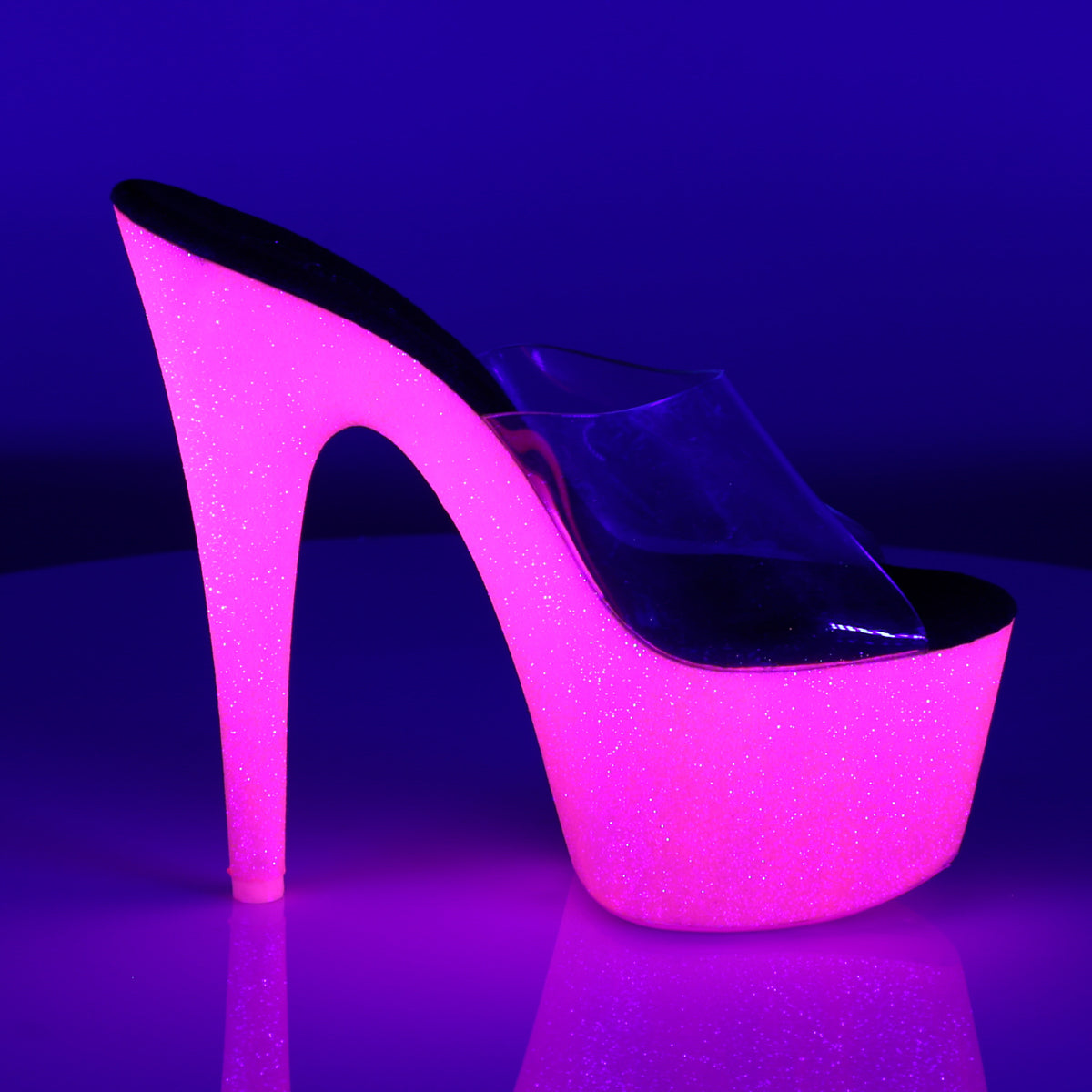 Clear/Neon Hard Pink Glitter