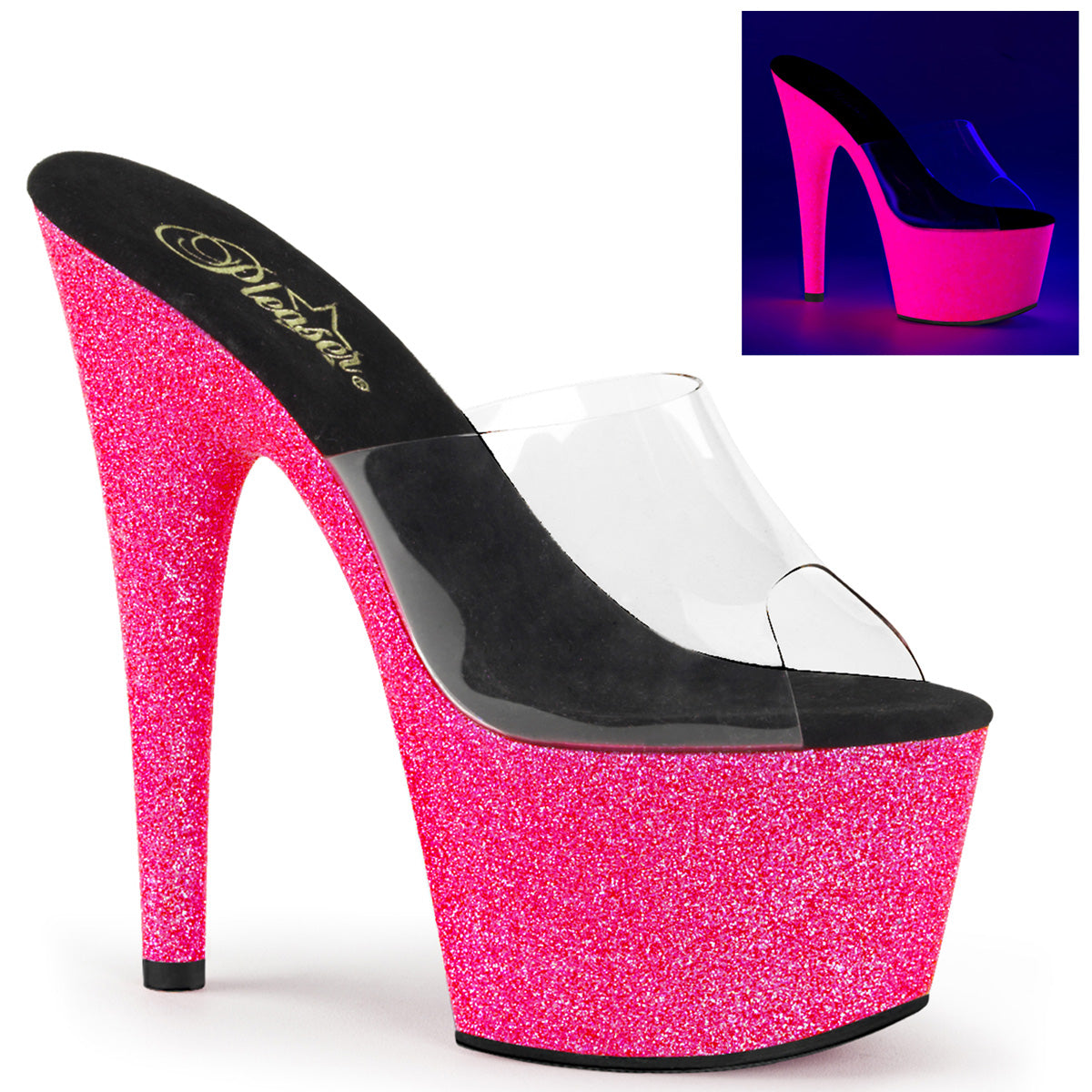 Clear/Neon Hard Pink Glitter