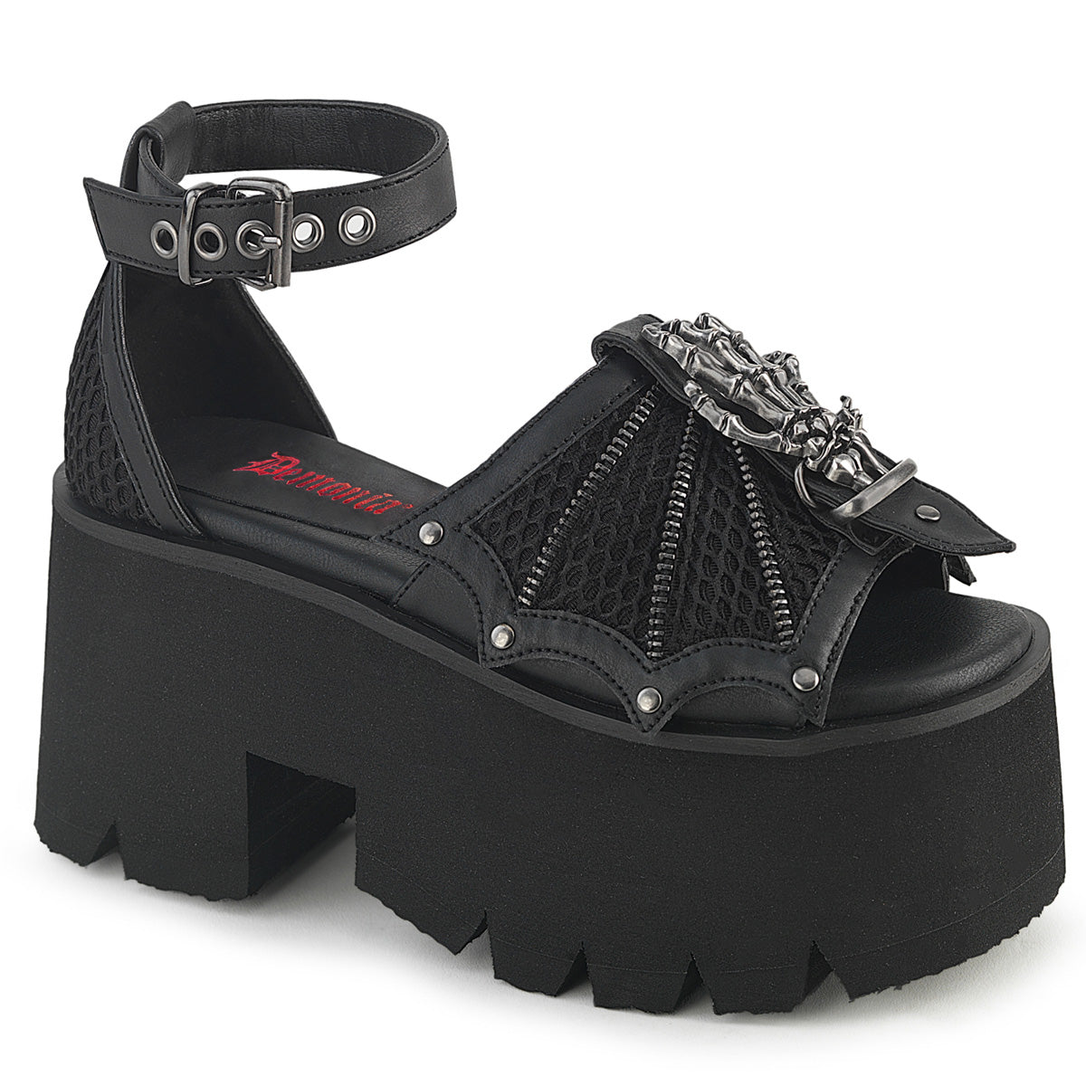 Black Vegan Leather-Mesh