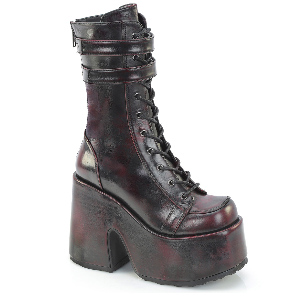 Black-Burgundy Rub-Off Vegan Leather