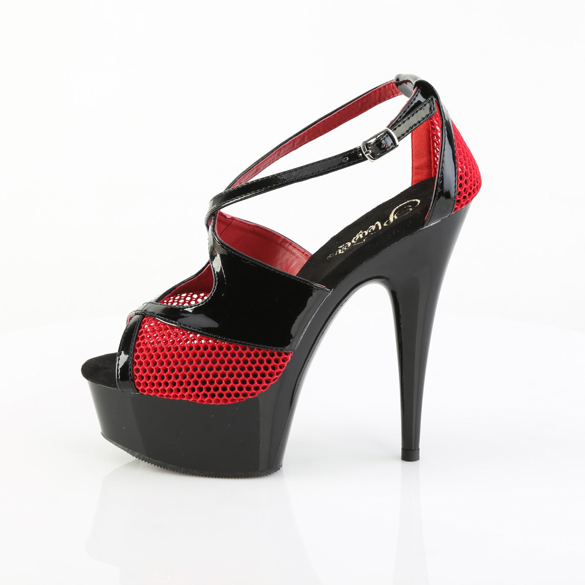 Black Pat-Red Fishnet/Black