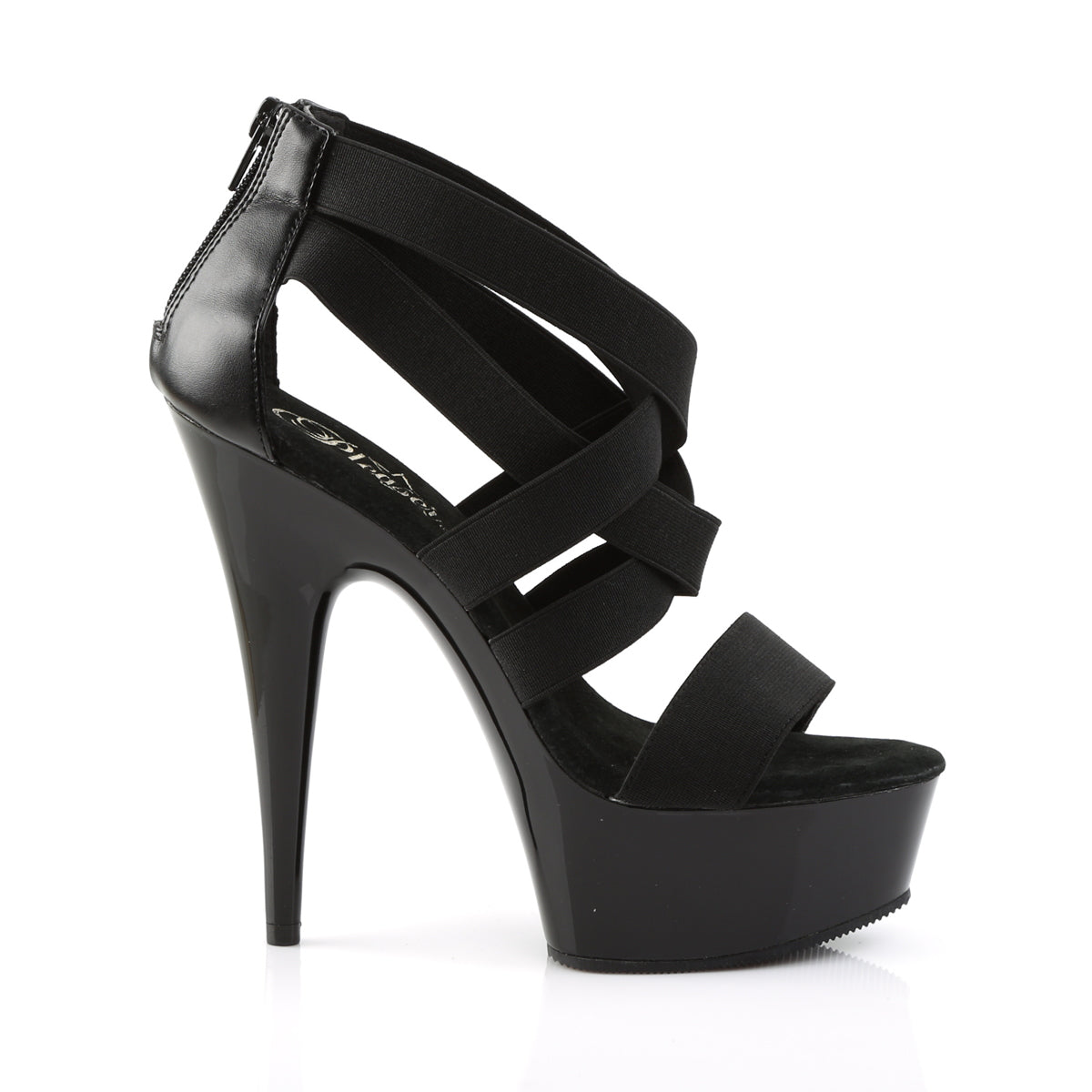 Black Elastic Band-Faux Leather/Black