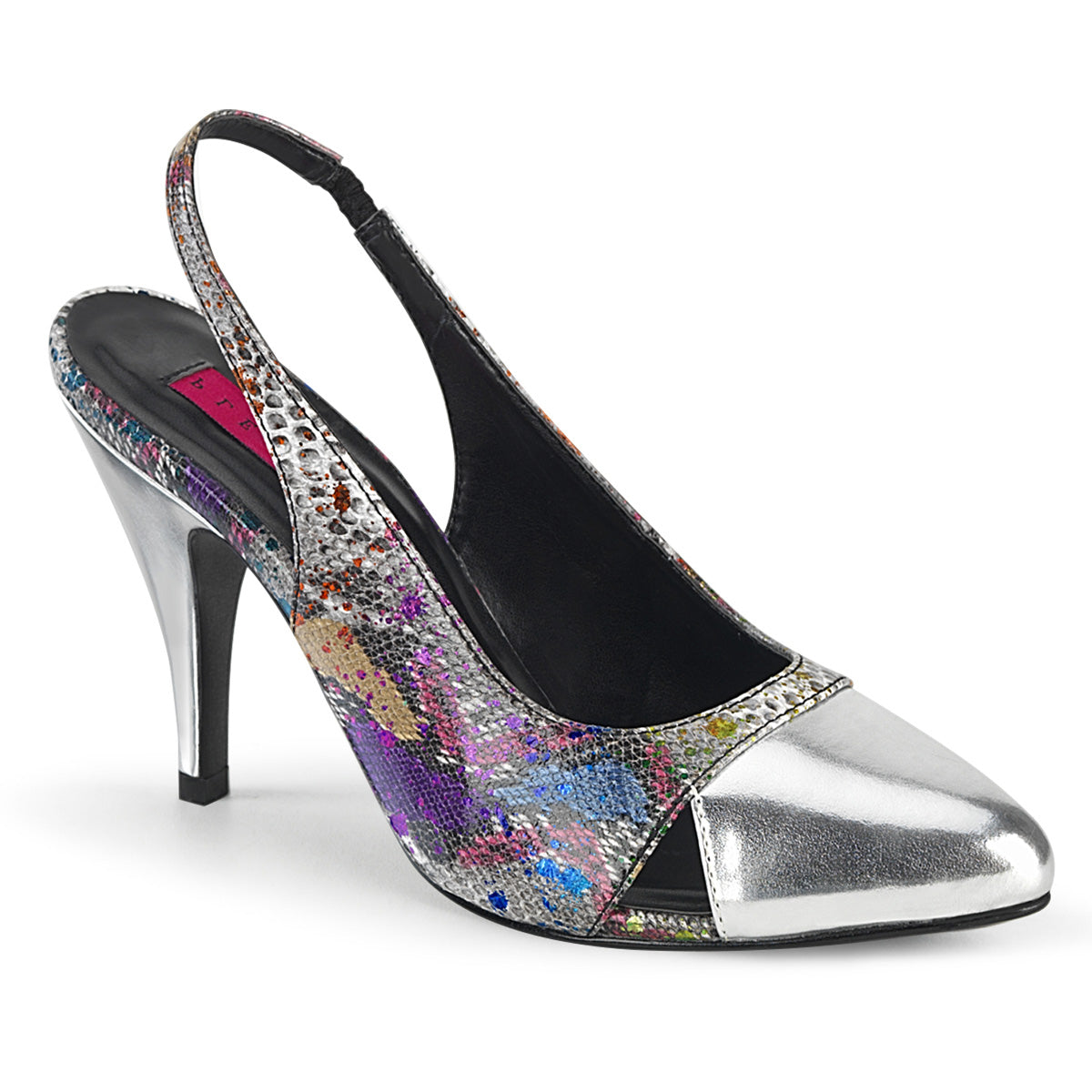 Multi-Color Snake Print-Silver Metallic Pu