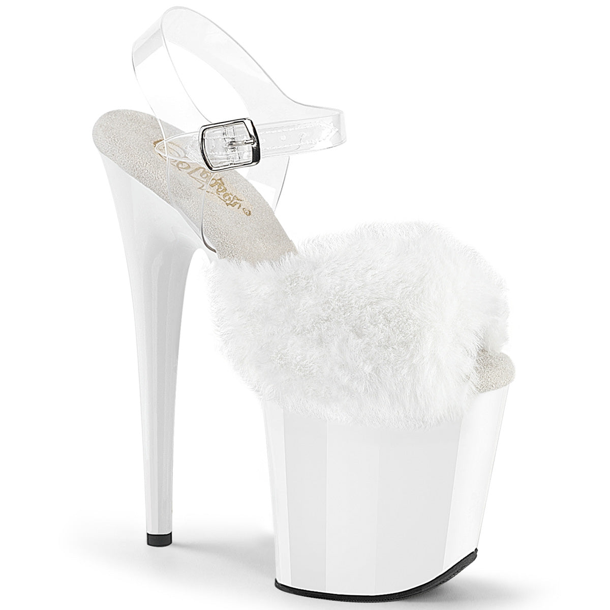 White Faux Fur-Clear TPU/White