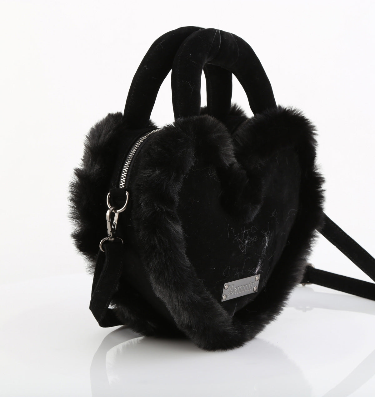 BLK FAUX SUEDE-FAUX FUR