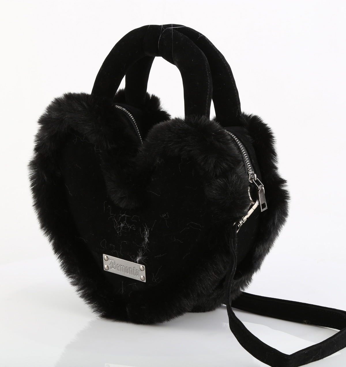 BLK FAUX SUEDE-FAUX FUR