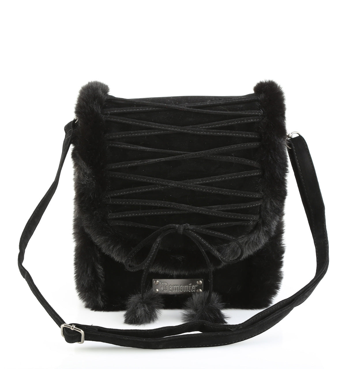 BLK FAUX SUEDE-FAUX FUR