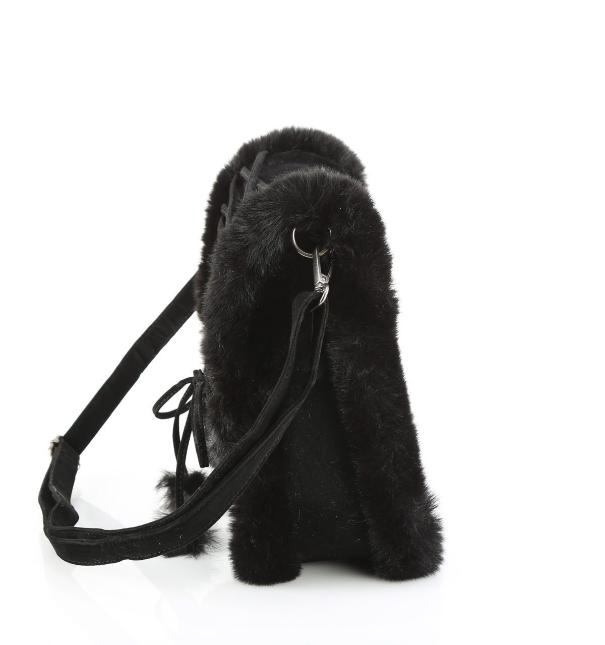 BLK FAUX SUEDE-FAUX FUR