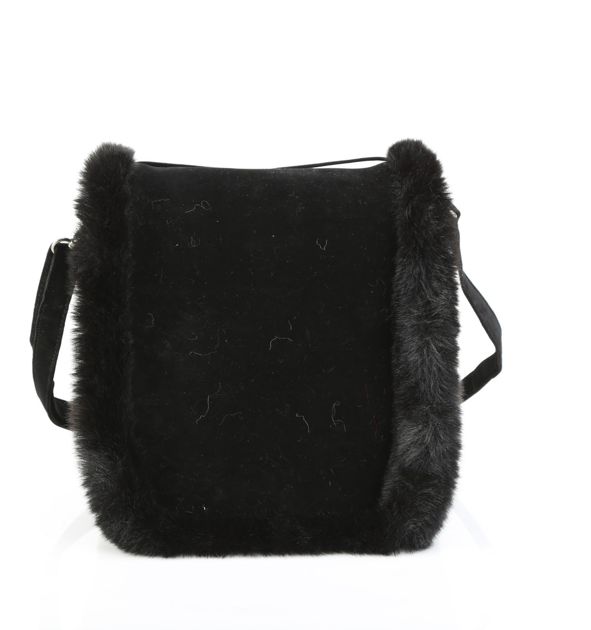 BLK FAUX SUEDE-FAUX FUR