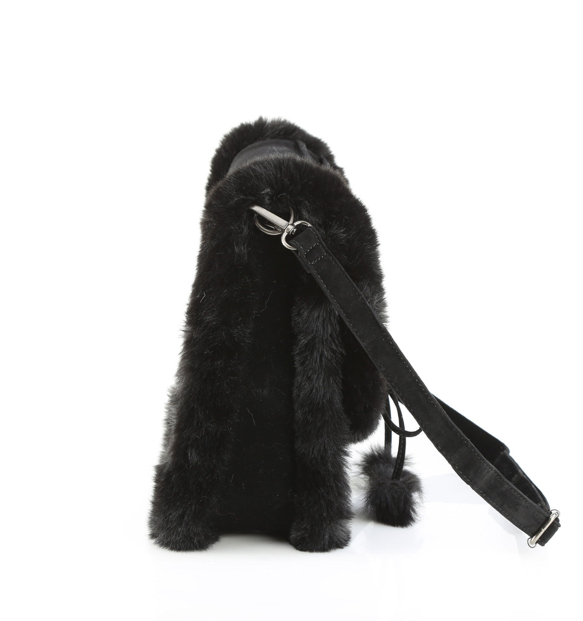 BLK FAUX SUEDE-FAUX FUR