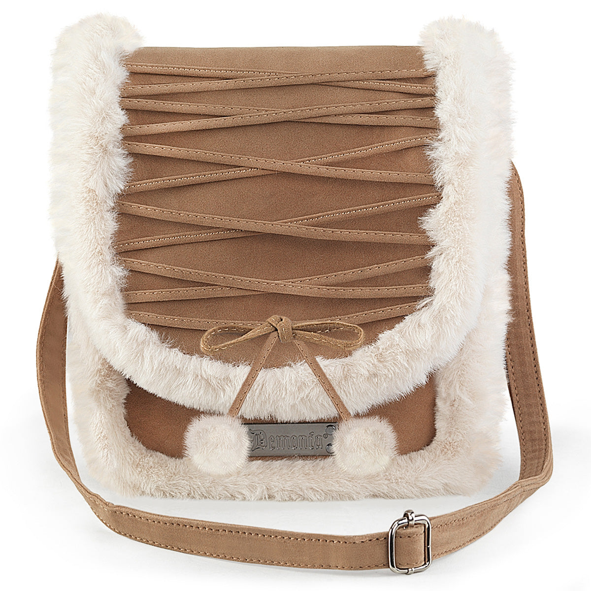 CAMEL FAUX SUEDE-FAUX FUR