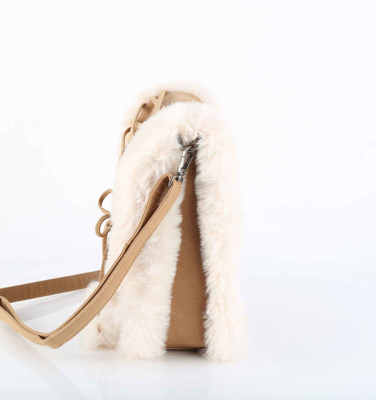 CAMEL FAUX SUEDE-FAUX FUR