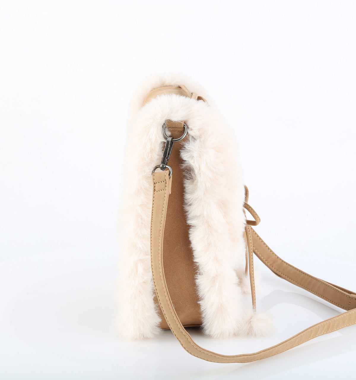 CAMEL FAUX SUEDE-FAUX FUR