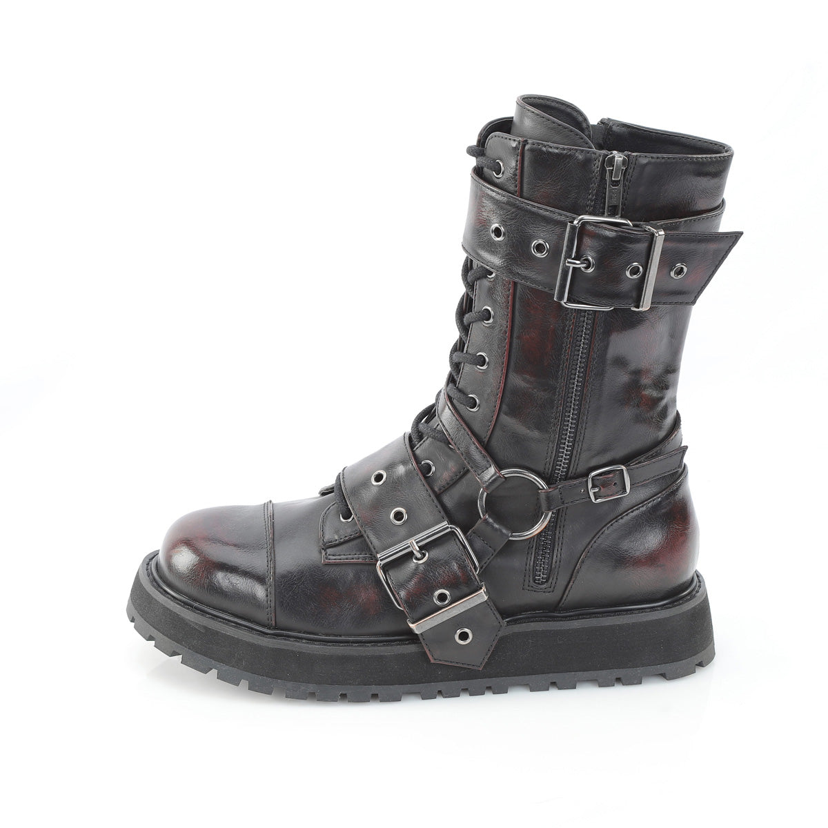 Black-Burgundy Rub-Off Vegan Leather