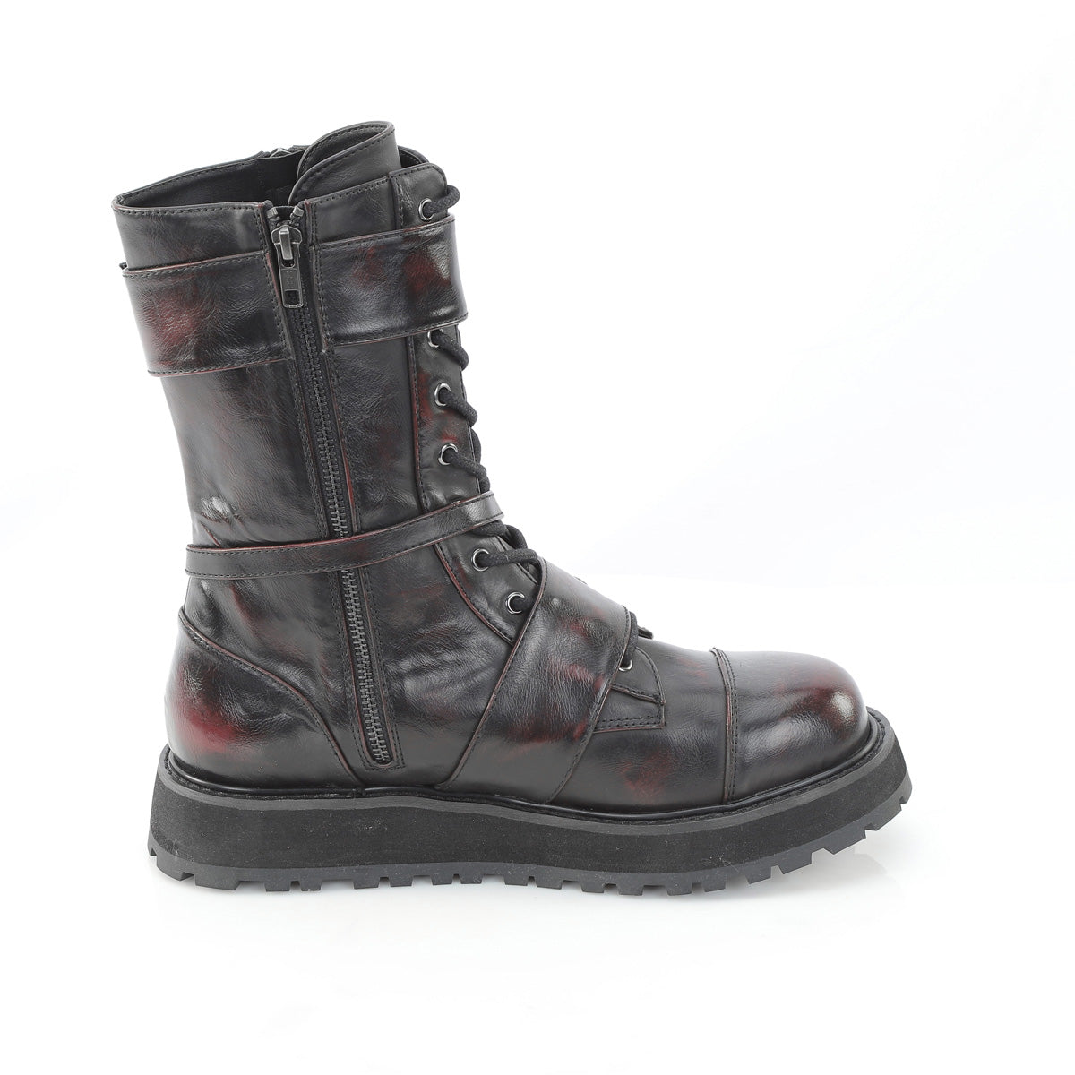 Black-Burgundy Rub-Off Vegan Leather