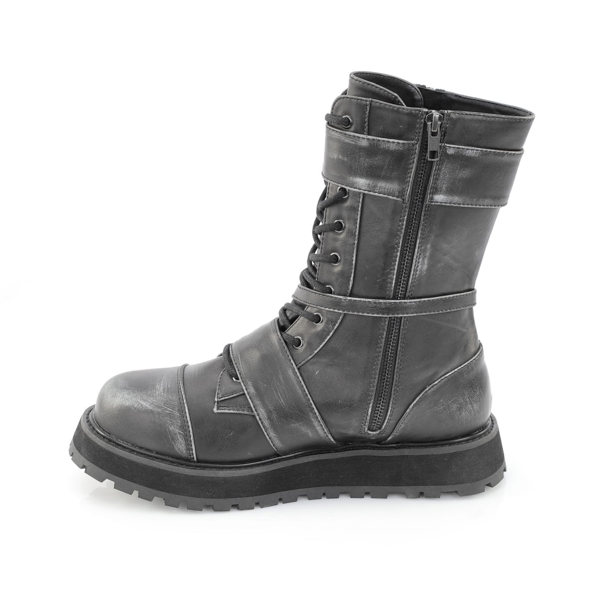 Black-Silver Rub-Off Vegan Leather