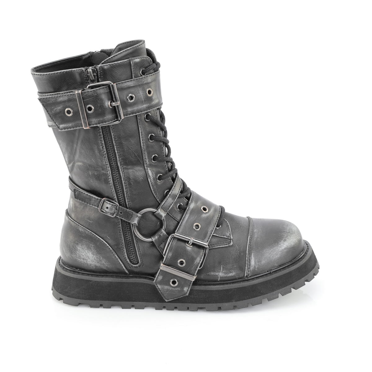 Black-Silver Rub-Off Vegan Leather