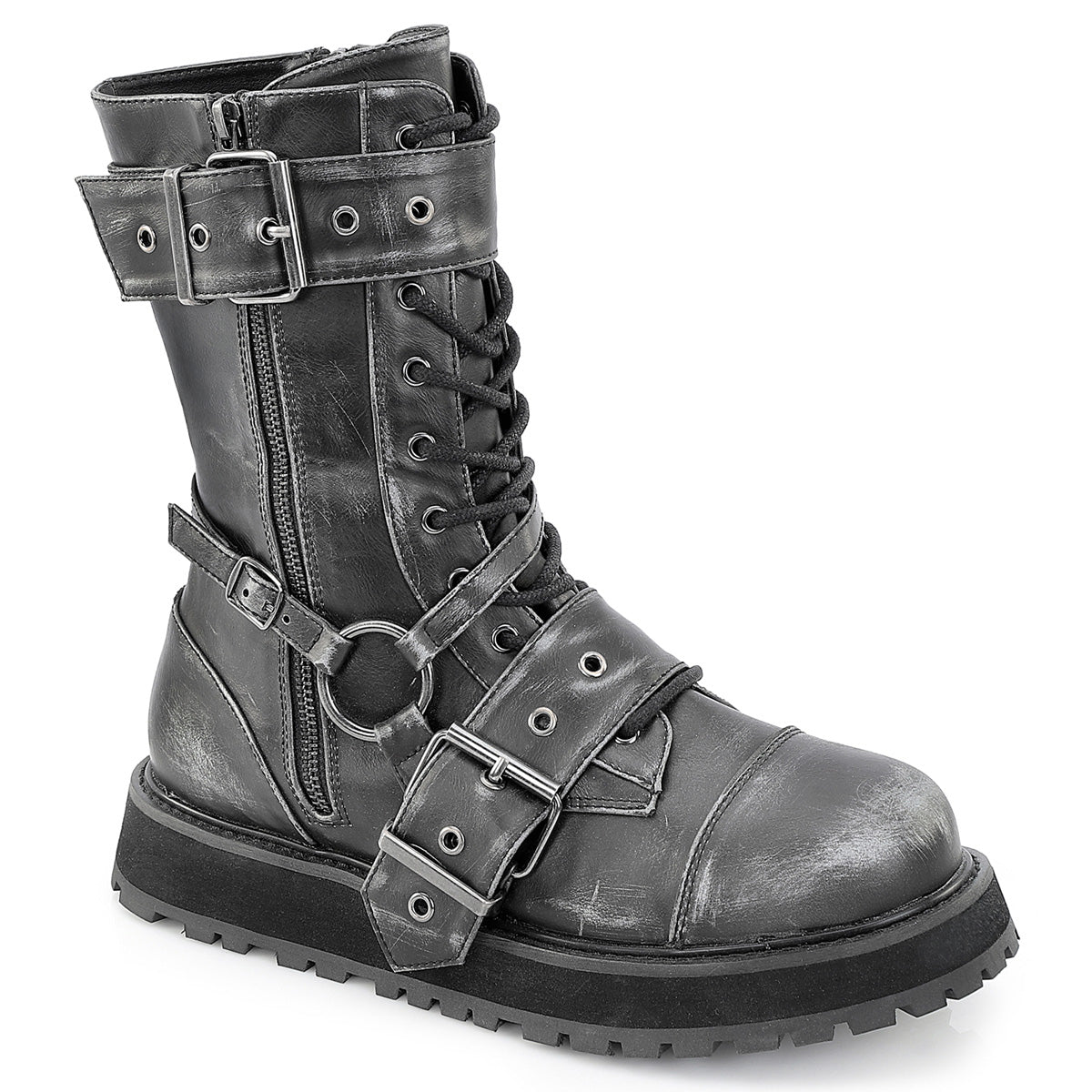 Black-Silver Rub-Off Vegan Leather