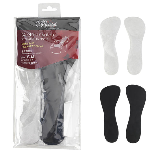 Insole 3/4 in Black and Gray Gel PLEASER - 2 UNITS -