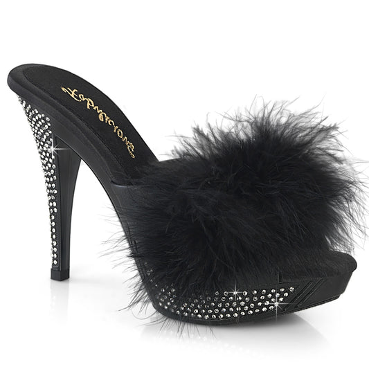 Black Marabou-Faux Leather/Black