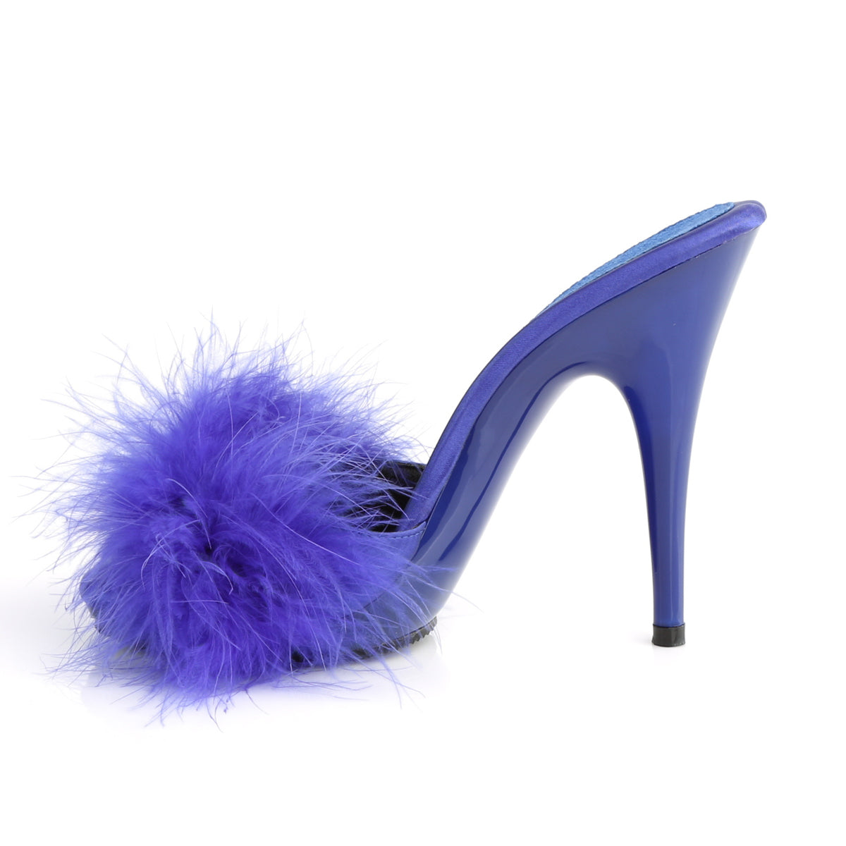 Blue Satin-Marabou Fur/Blue