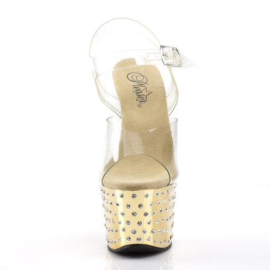 OUTLET Exotic Pleaser Pole Dance Sandal STDUS708/C/GCH - Heel 7" (17.8 cm) and platform 2.8" (7 cm)