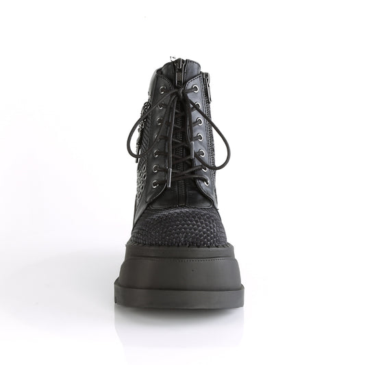 Black Vegan Leather-Grey Velvet