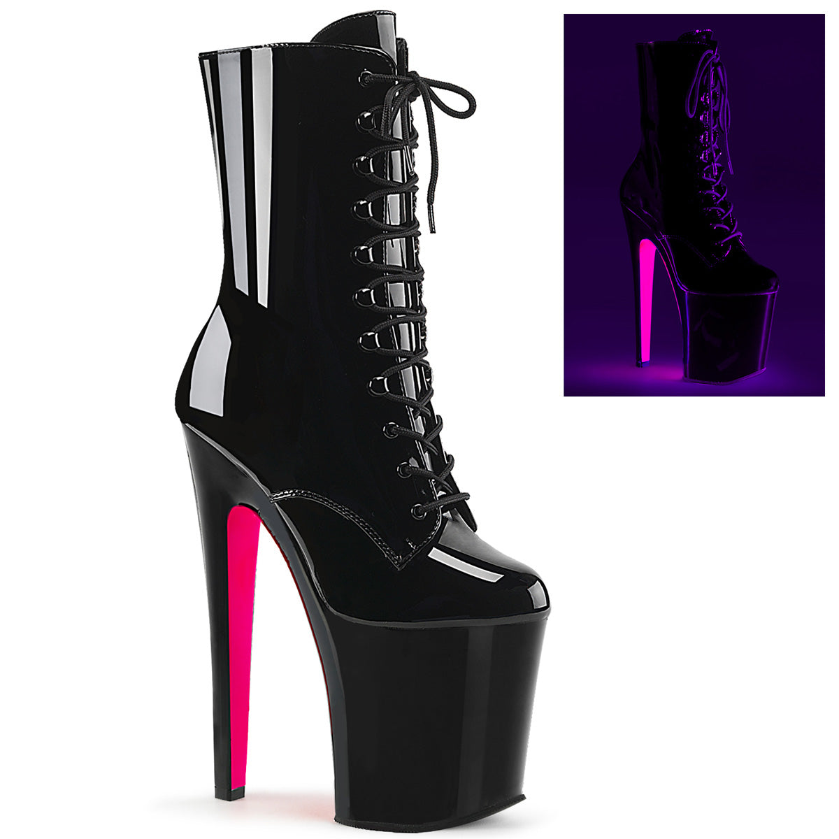 Botín de pole dance Exotic Pleaser XTM1020TT/B/B-NHP - Tacón de 20 cm y plataforma de 10 cm. Envío rápido en 24-48 h.